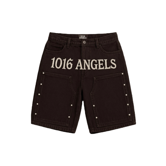 1016 STUDDED DENIM BLACK SHORTS