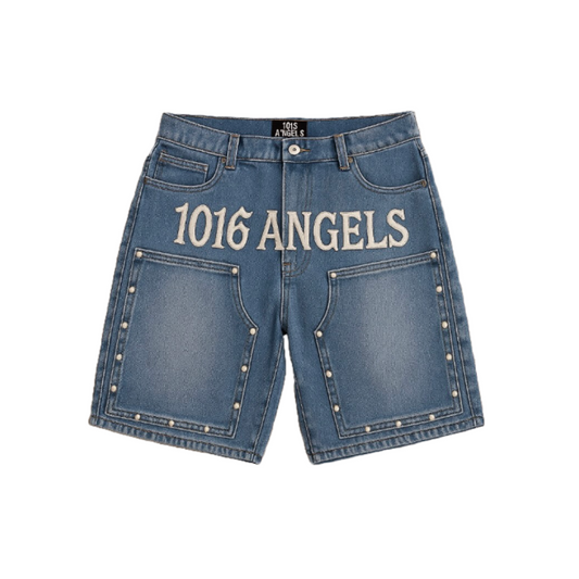 1016 STUDDED DENIM BLUE SHORTS